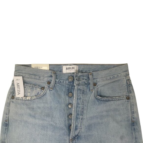 New Agolde Riley High Rise Straight Leg Crop Jeans Size 27 In Shatter Wash Blue - Picture 10 of 16